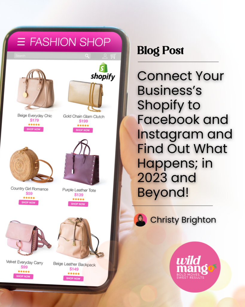 Smart phone showcasing a Shopify online shop | Find Out What Happens When Businesses Connect Their Shopify to Facebook and Instagram | Wild Mango Marketing | BLOG POST