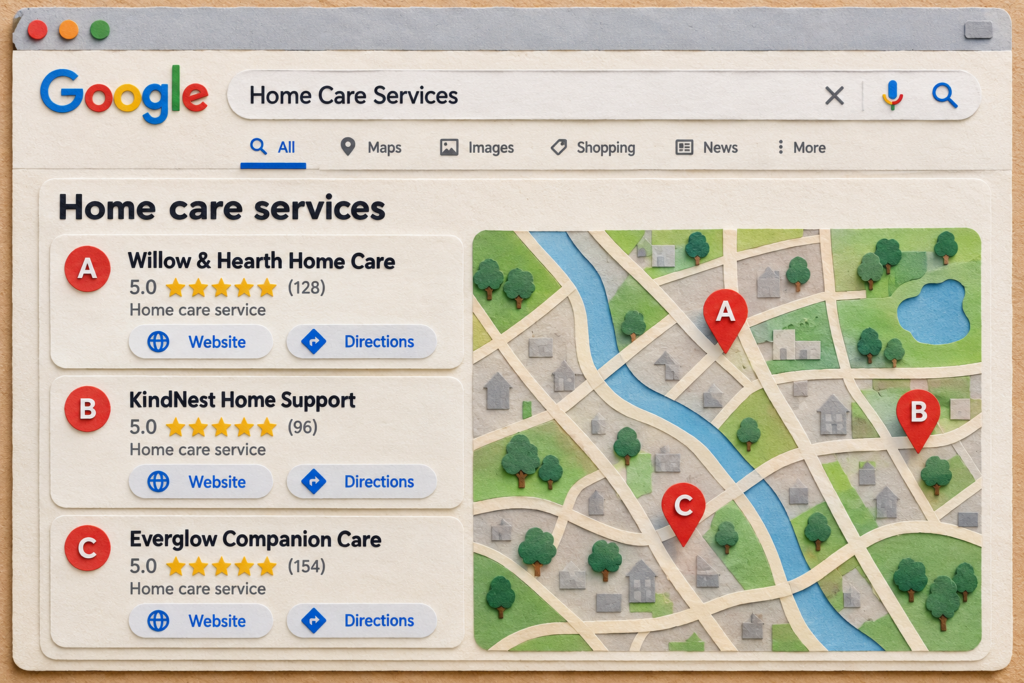 image of Home care-services google map seo.